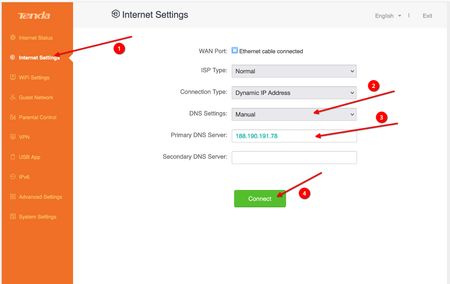 Зайдите в веб-интерфейс управления вашим роутером Tenda AC19